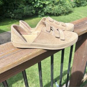 Freda Salvador Beige Suede Slip-On Sneakers